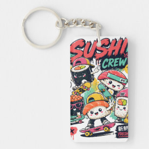 Tripulación de Sushi Kawaii de monopatín llavero d