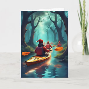 Tripulación navideña de Kayak - Tarjeta de aventur
