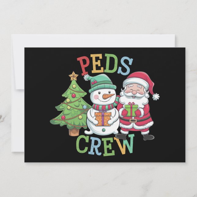 Tripulación Retro Peds Navidad Enfermera Pediátric (Anverso)