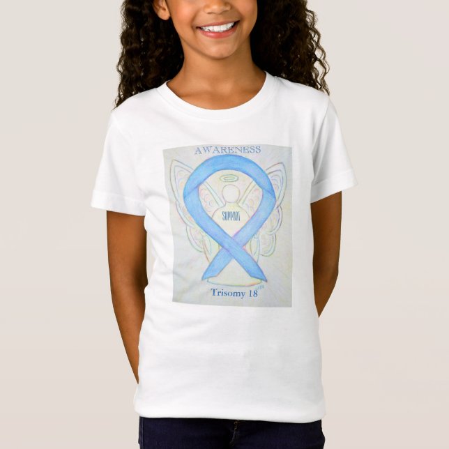 Trisomy 18 Camisa Angel de Cinta de Conciencia Azu (Anverso)
