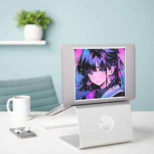 Triste Chica Pegatina de estilo anime de los años 