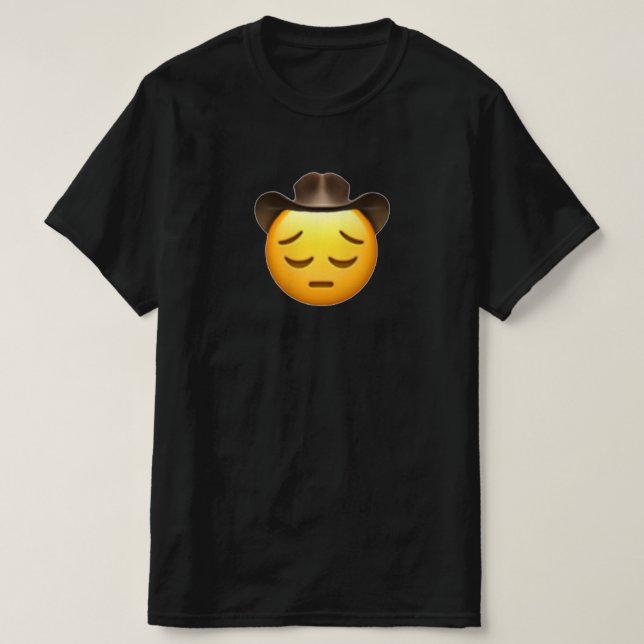 Triste Emoji de Vaquero Camiseta negra (Diseño del anverso)