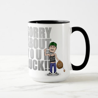 Triste sobre su taza de la suerte