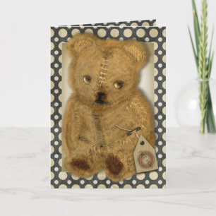 Triste Viejo Vintage Teddy Bear Tarjetas de Saludo