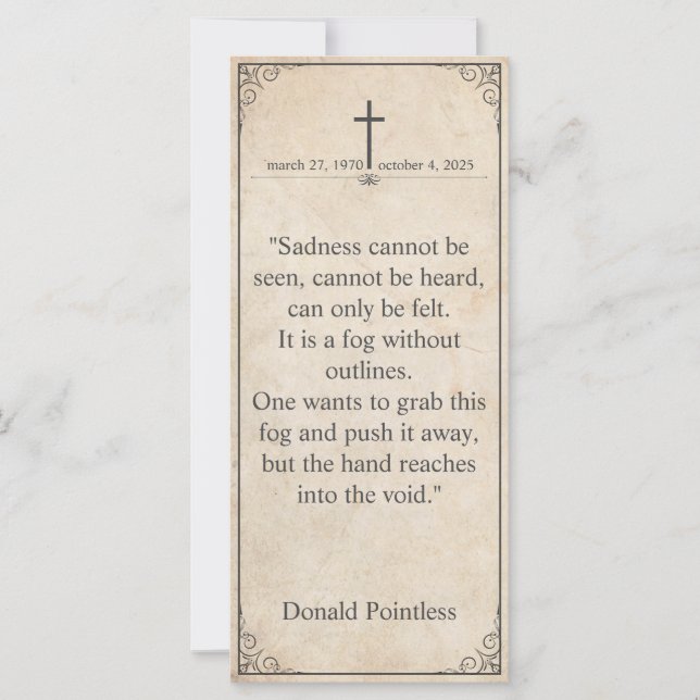Tristeza no se puede ver - Tarjeta Funeral Vintage (Anverso)