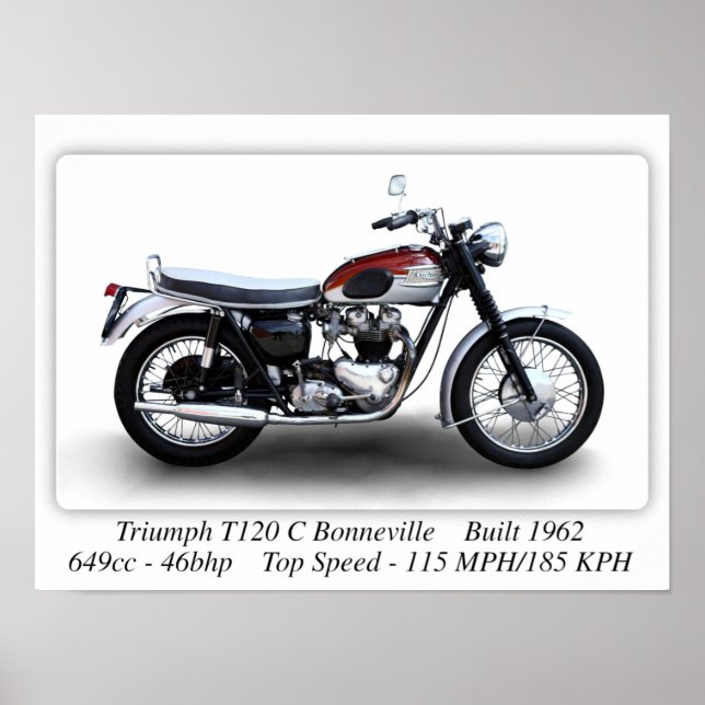 Triumph T120C Bonneville Motorcycle - Impresión A3 (Frente)