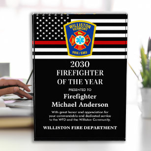 Trofeo Firefighter Of The Year Department Custom Logo
