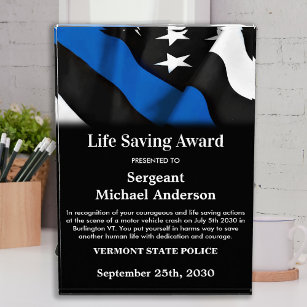 Trofeo La vida de la policía salvando la delgada línea az