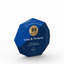 Trofeo Logo de Blue Gold Seal Empleado 10 años de servici