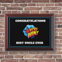 Placa del Premio al Mejor Tío del Mundo