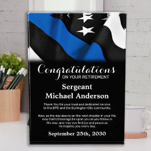 Trofeo Police Retirement Personalized Thin Blue Line