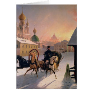 Troika en la calle en St Petersburg, 1850s