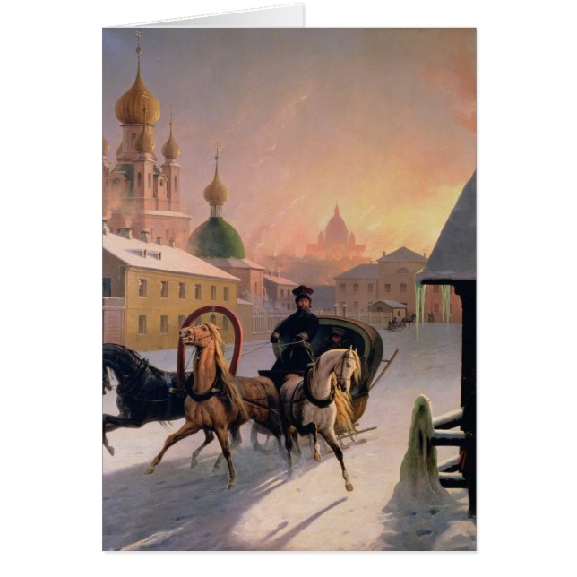 Troika en la calle en St Petersburg, 1850s (Frente)