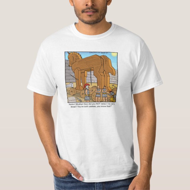 Trojan Horse divertido de la camiseta del dibujo (Anverso)
