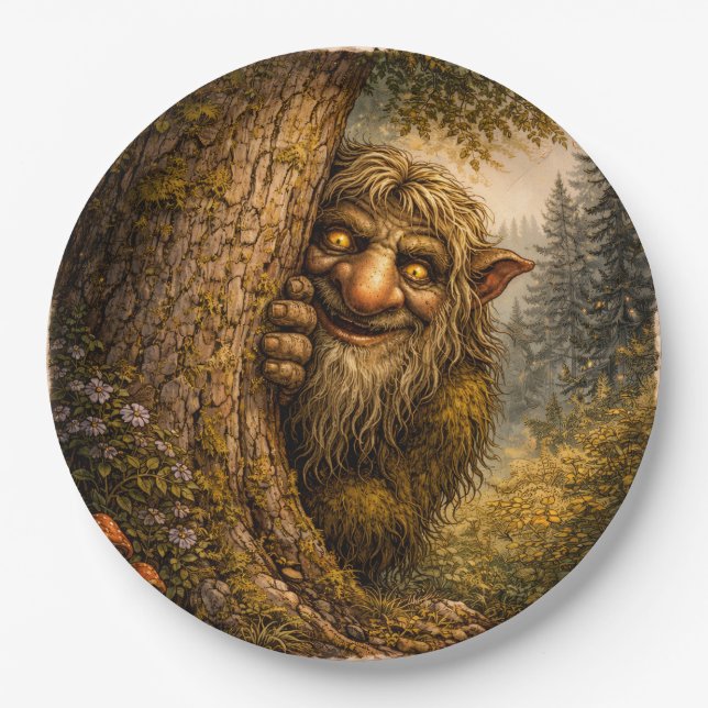Troll noruego pico, platos de papel (Anverso)
