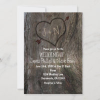 Tronco de árbol + invitaciones de casamiento de co