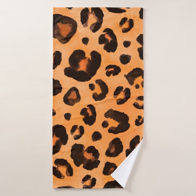 Tronco inmaculado de leopardo naranja amarillo neg (Toalla de baño)