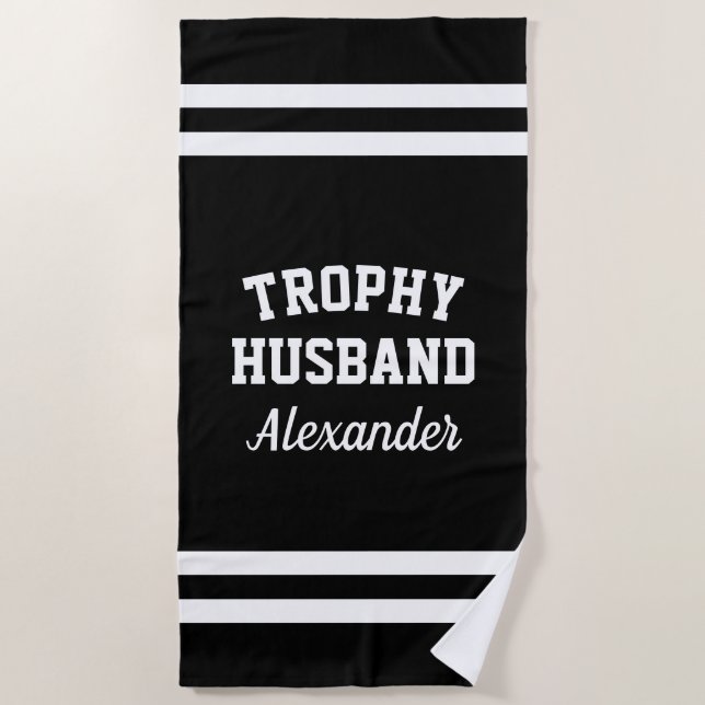 TROPHY HUSBAND graciosa toalla de playa para hombr (Anverso)
