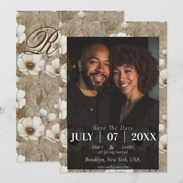 Tropical Anemone Countryside Wedding Save the Date (Anverso / Reverso)