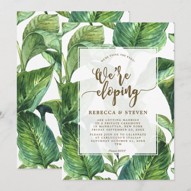 tropical atando el nudo eloping invitación (Anverso / Reverso)
