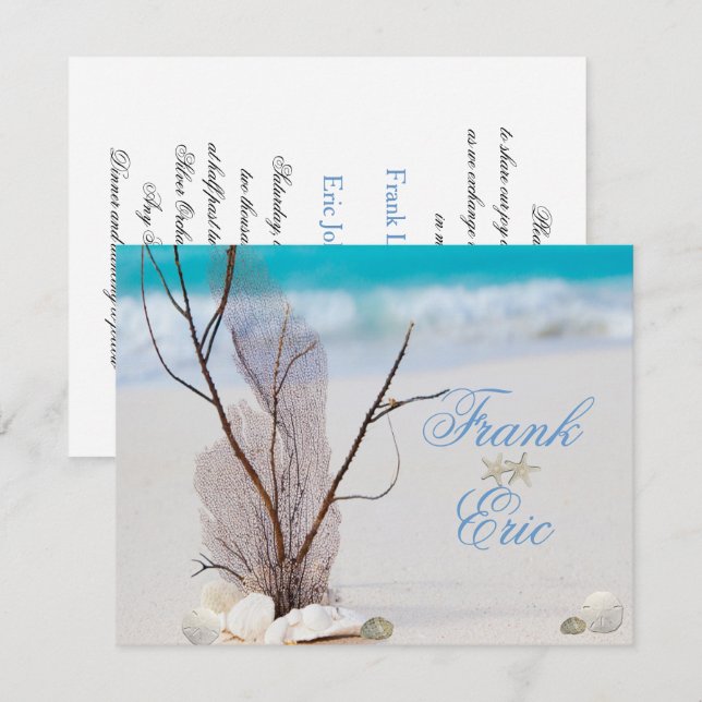 Tropical, Beach, Invitación a la boda de destino (Anverso / Reverso)