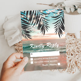 Tropical Beach Wedding RSVP | Cadena de luces