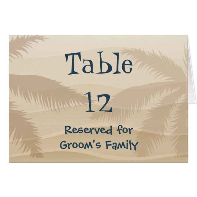 Tropical Beach Wedding Table Number (Anverso (Horizontal))