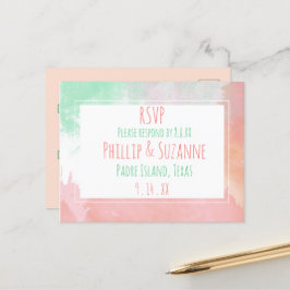 Tropical Coral Neo Menta Acuarela Tarjeta de Respu