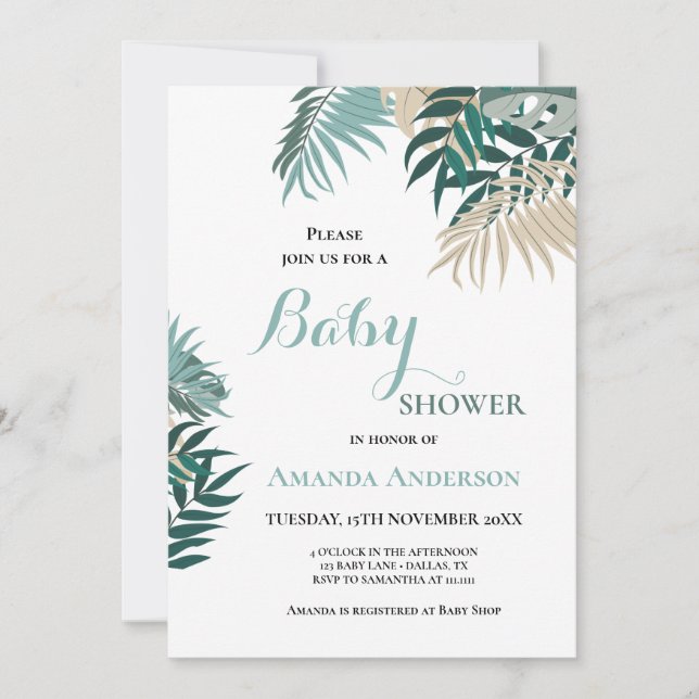 Tropical deja la invitación de Baby Shower (Anverso)