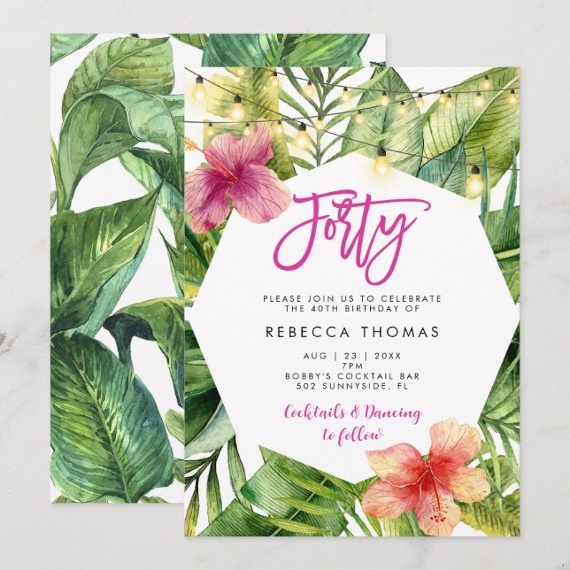Tropical deja la invitación de la fiesta de cuaren (Anverso / Reverso)