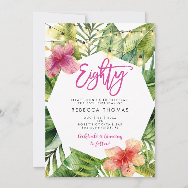 Tropical deja la invitación de la fiesta de cumple (Anverso)