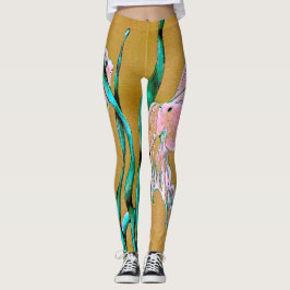 Tropical Fantail Fish Watercolor Pink Leggings