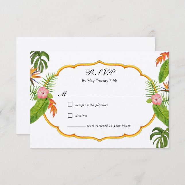 Tropical Florals Wedding RSVP (Anverso / Reverso)
