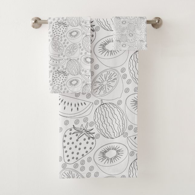 Tropical fruit seamless pattern black and white (In situ)