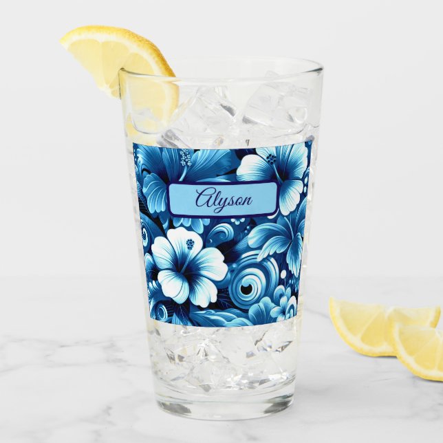 Tropical Hawaiian Flowers Hibiscus Personalized (Anverso (hielo))