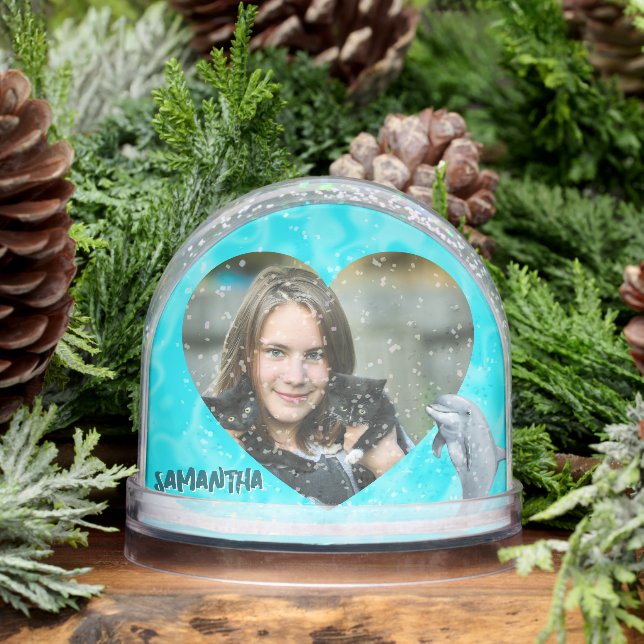 Tropical Heart Photos Grandkids Gift Snow Globe (Invierno)