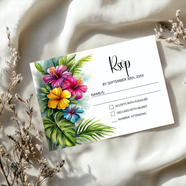 Tropical Hibiscus Wedding RSVP (Subido por el creador)