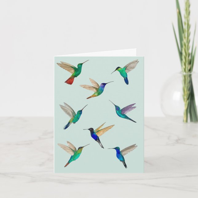 Tropical Hummingbirds Card for all occasions (Anverso)
