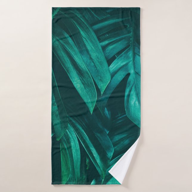 tropical jungle foliage,dark green leaf nature bac (Toalla de baño)