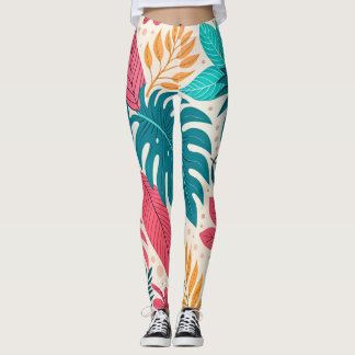 Tropical Jungle Leaf Pattern Leggings