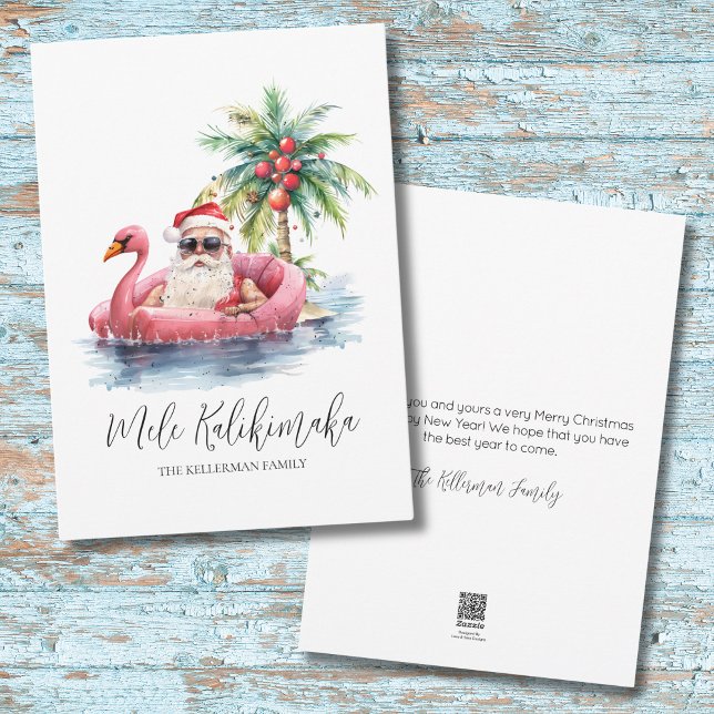 Tropical Mele Kalikimaka Navidad (Santa Claus Tropical Mele Kalikimaka Christmas Holiday Card)