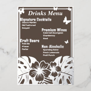 Tropical - Menú de Bebidas con Hoja de Oro