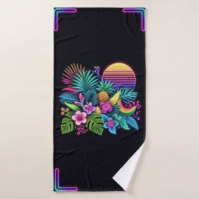 Tropical neón colorido/hawaiano (Toalla de baño)