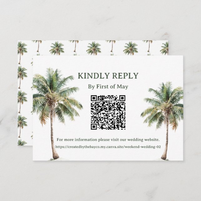 Tropical Palm Trees QR RSVP Card (Anverso / Reverso)