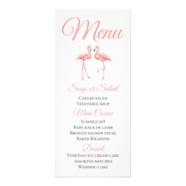 Tropical Pink Menu Flamingo Beach Summer Wedding (Frente)