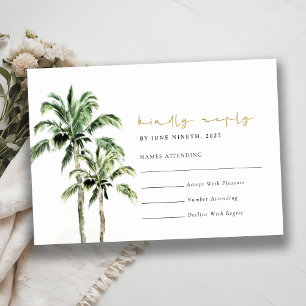 Tropical Playa Palmeras Acuarela Boda Rsvp