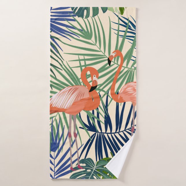Tropical seamless pattern with flamingo. Botany de (Toalla de baño)