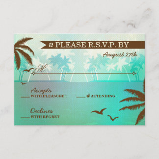 Tropical Verde azulada Scenic Beach Wedding RSVP