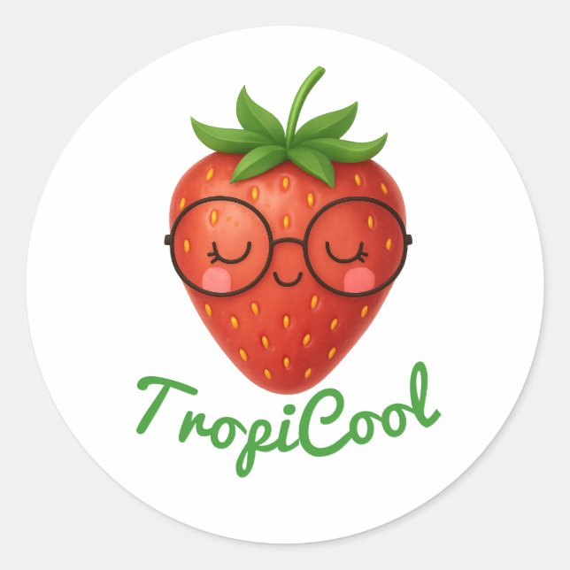 TropiCool Strawberry - Pegatina de fruta fresca y  (Anverso)