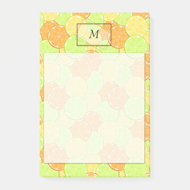 Trozos de notas de naranja, limón, lima post-it (Anverso)